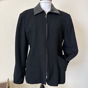 BRAEBROOK Classic Black 100% wool Women's Blazer with pockets full zip . 14P.